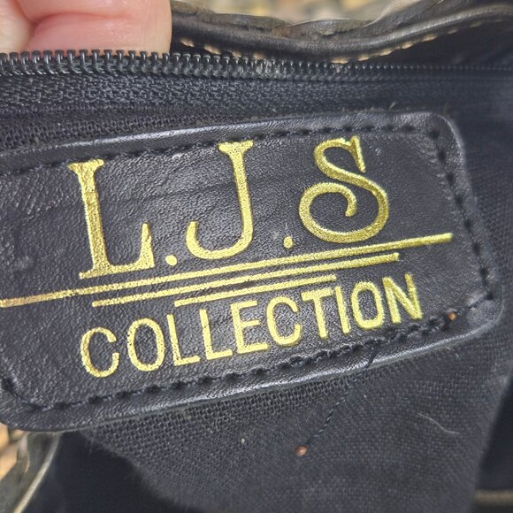 LJS Collection Small Braided Woven Leather Bucket Shoulder Bag Mixed Metallics - Picture 12 of 13